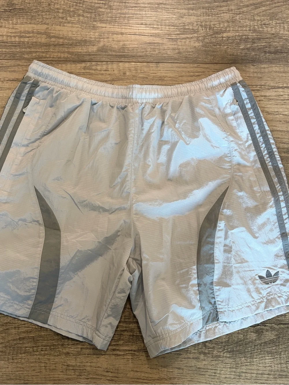 adidas Light Gray Men's Athletic Shorts with Reflective Stripes